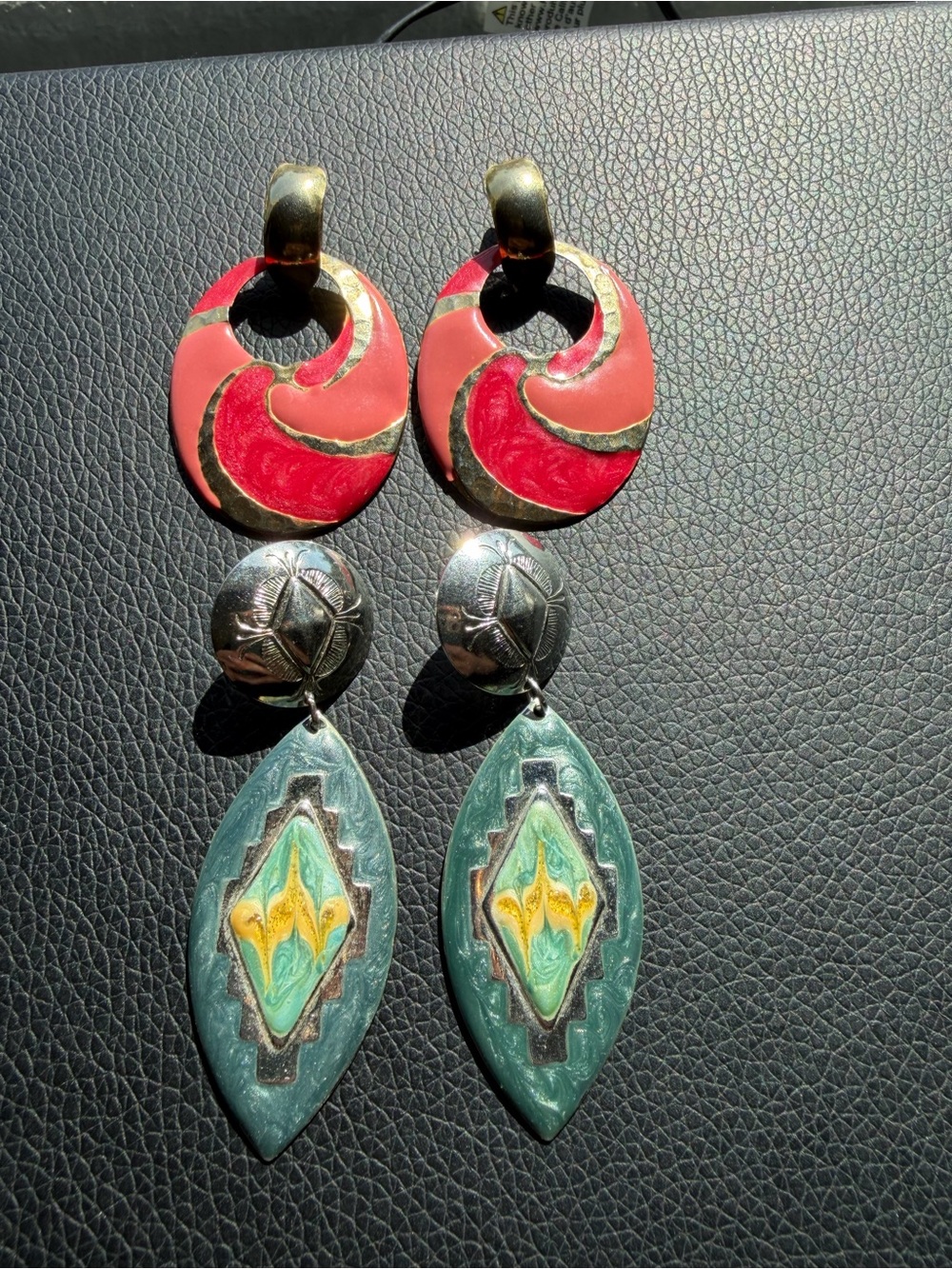 Vintage earring lot. Retro/vibrant detail